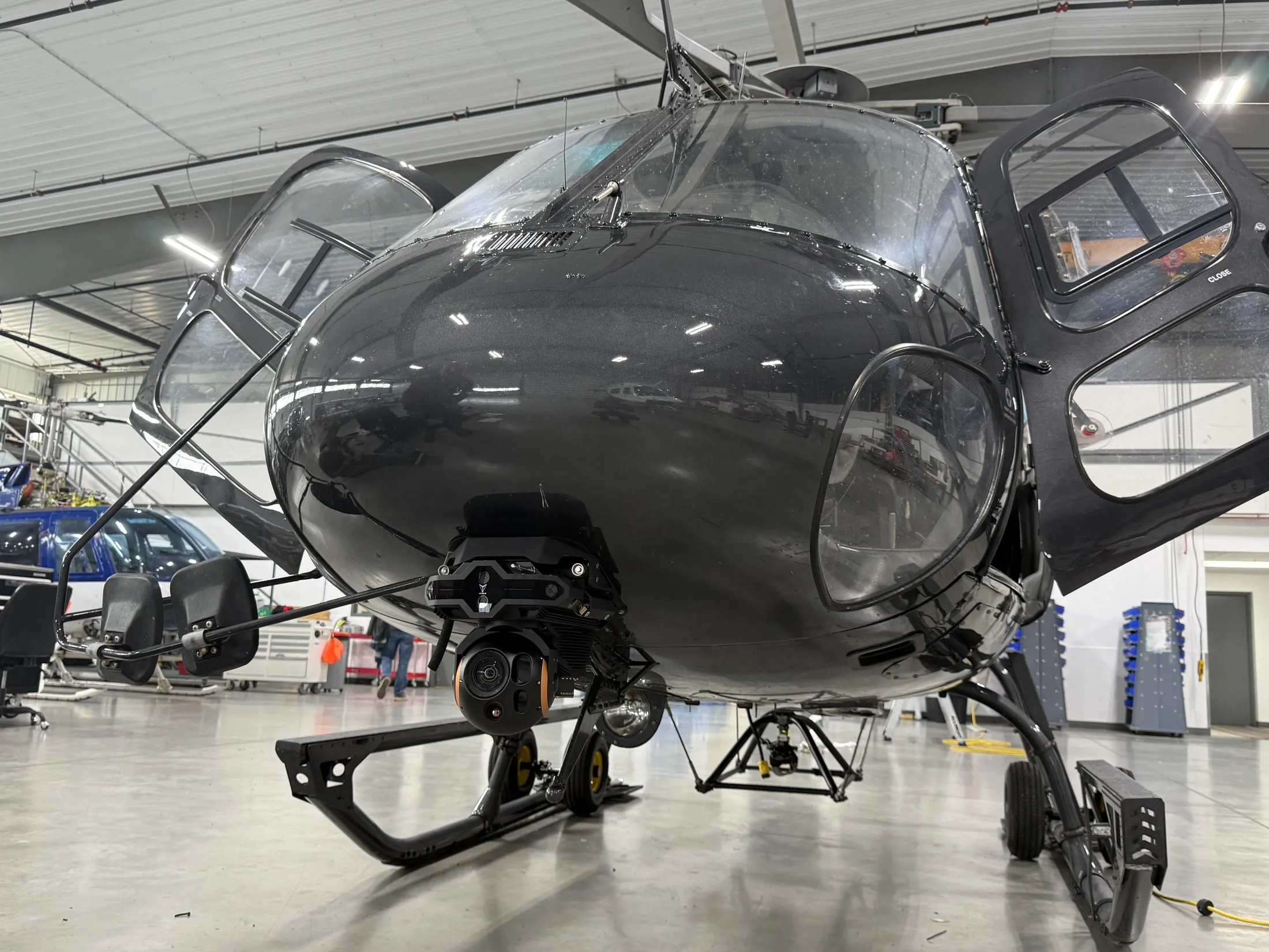 VoxVision installed on an AS350 in a hangar