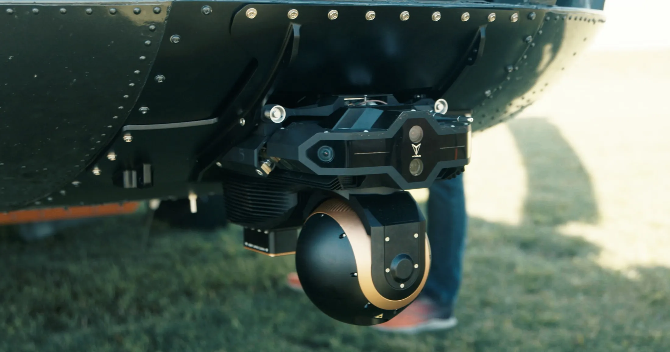 Close-up of VoxVision installed on a Black Hawk helicopter