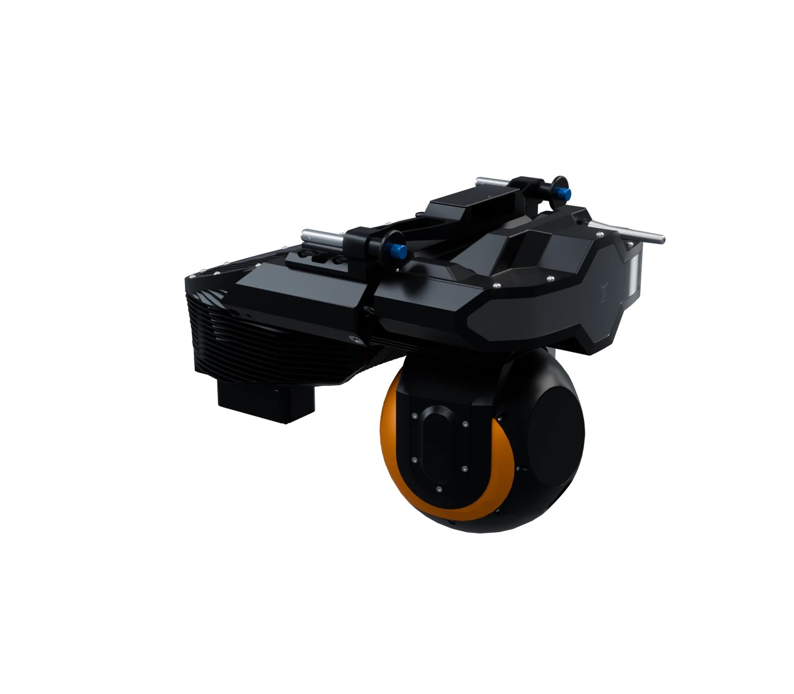 VoxVision hardware in black with an orange gimbal shell and aluminum pitot tube